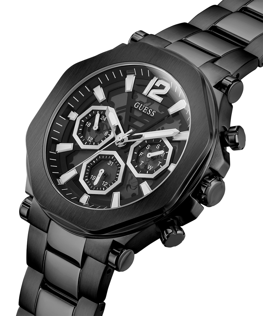 Guess Edge Chronograph Black Dial Black Steel Strap Watch For Men - GW0539G3