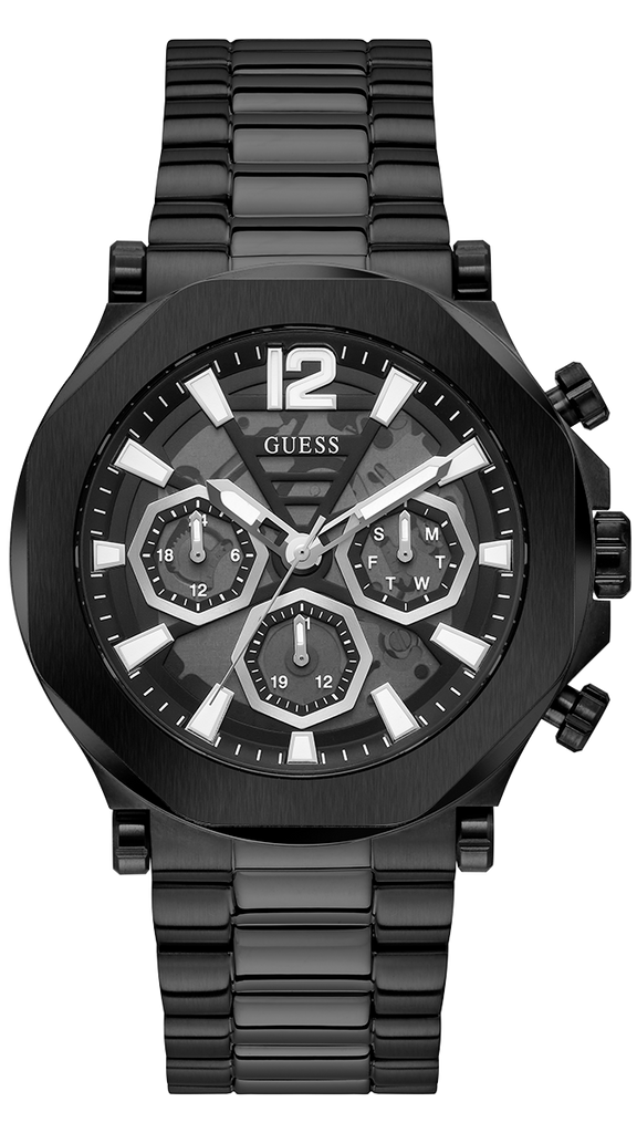 Guess Edge Chronograph Black Dial Black Steel Strap Watch For Men - GW0539G3