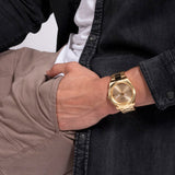 Guess Connoisseur Analog Gold Dial Gold Steel Strap Watch For Men - GW0542G2