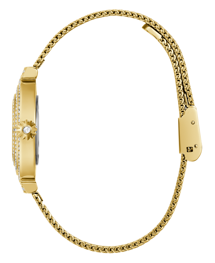 Guess Dream Quartz Gold Dial Gold Mesh Strap Watch For Women - GW0550L2