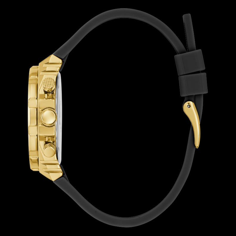 Guess Fusion Chronograph Black Dial Black Leather Strap Watch For Women - GW0553L4