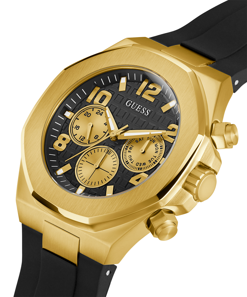 Guess Empire Chronograph Quartz Black Dial Black Silicon Strap Watch For Men - GW0583G2