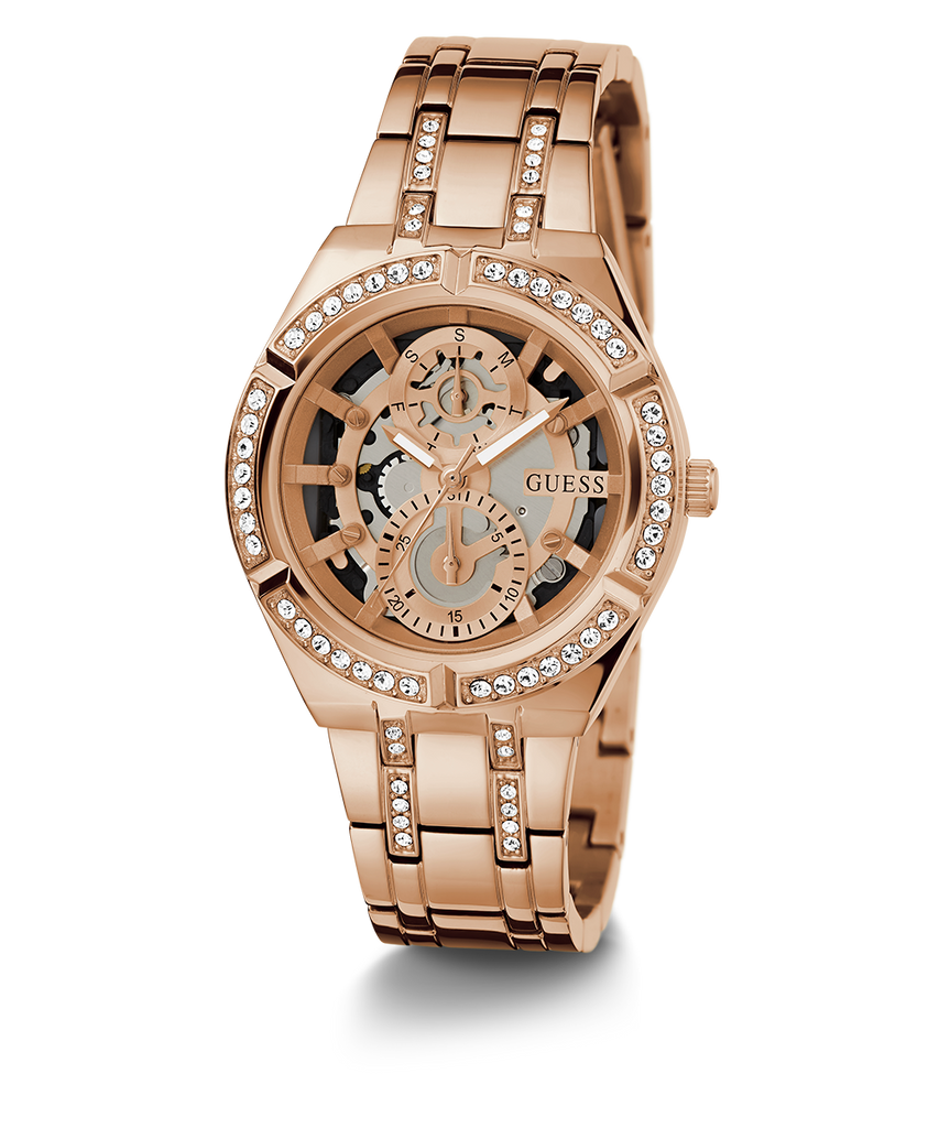 Guess Allara Quartz Rose Gold Dial Rose Gold Steel Strap Watch For Women - GW0604L3