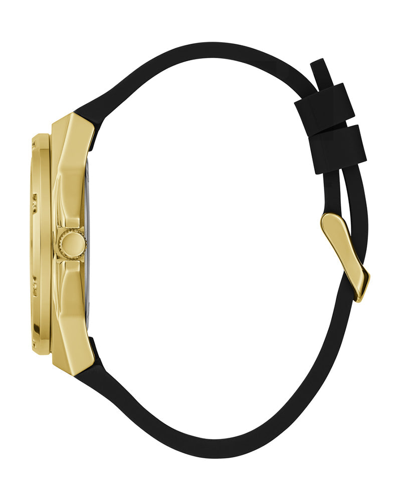 Guess Asteria Multifunction Gold Dial Black Rubber Strap Watch For Women - GW0620L2