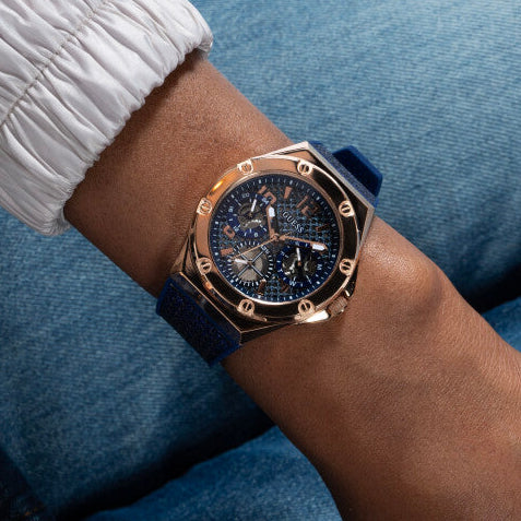 Guess Asteria Multifunction Blue Dial Blue Rubber Strap Watch For Women - GW0620L3