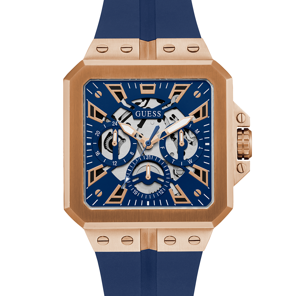 Guess Leo Chronograph Blue Dial Blue Silicone Strap Watch For Men - GW0637G3