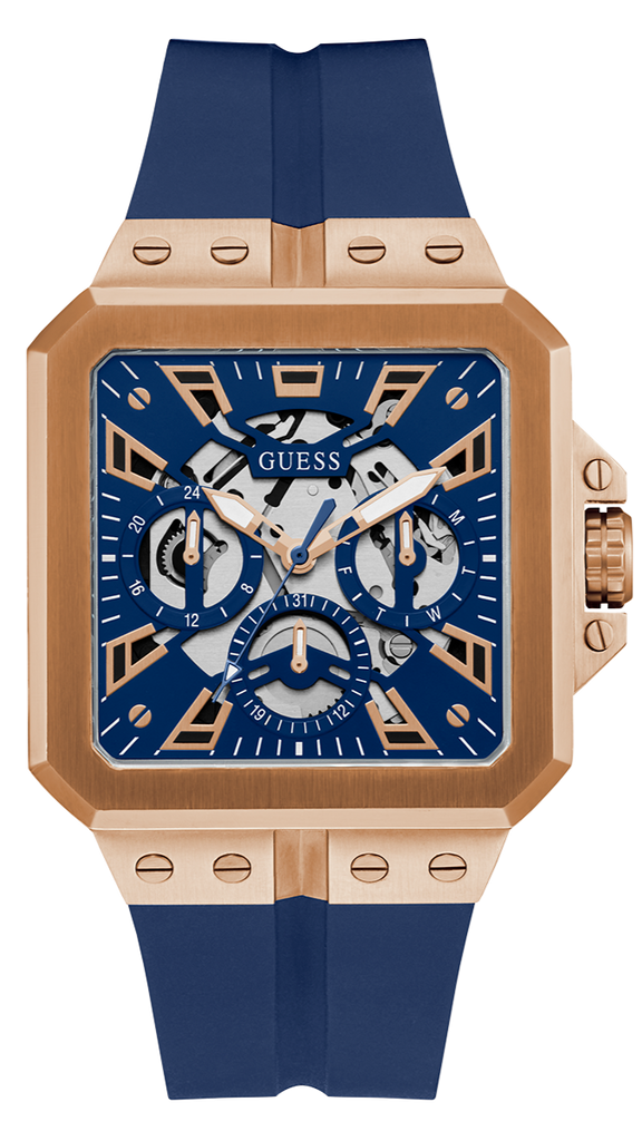 Guess Leo Chronograph Blue Dial Blue Silicone Strap Watch For Men - GW0637G3