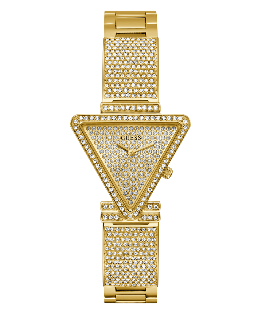 Guess Fame Crystals Gold Dial Gold Steel Strap Watch For Women - GW0644L2