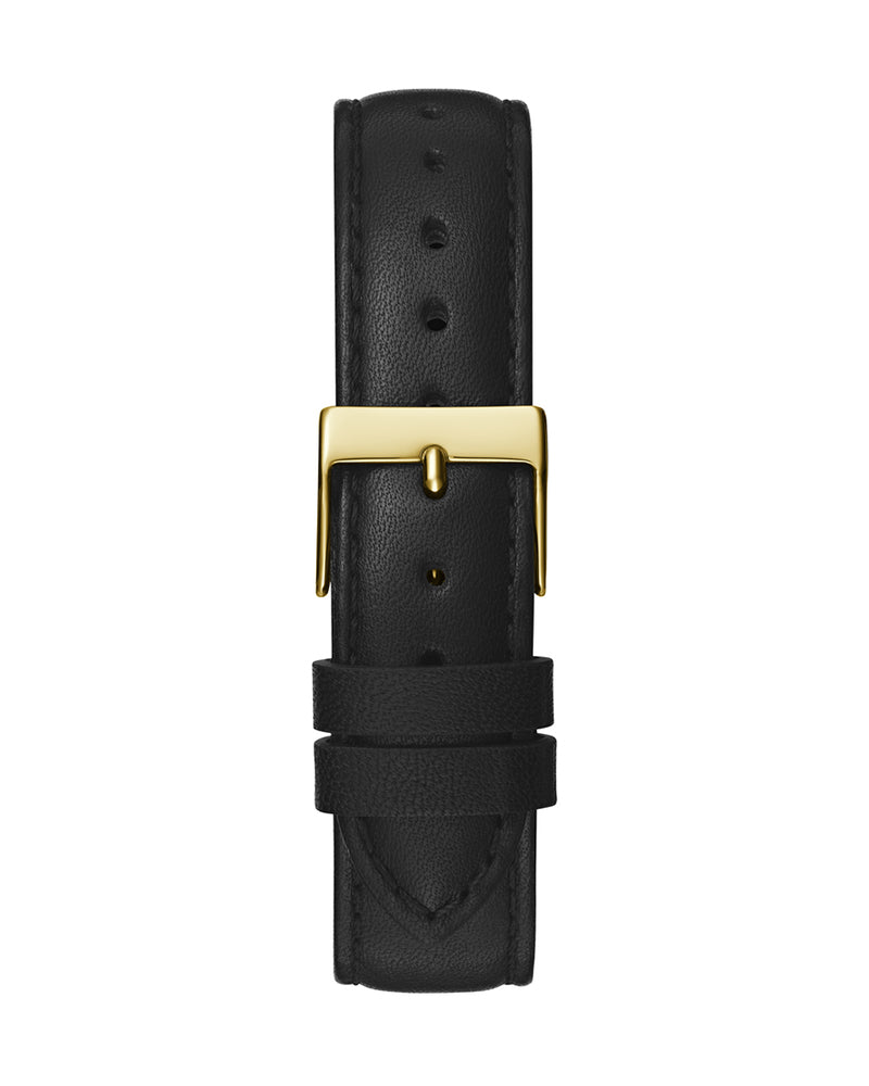 Guess Rumour Quartz Gold Dial Black Leather Strap Watch For Women - GW0689L2
