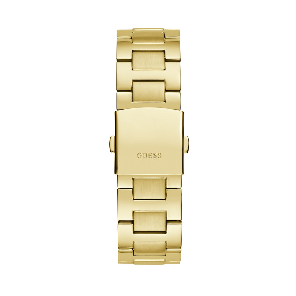 Guess Equity Analog Green Dial Gold Steel Strap Watch For Men - GW0703G2