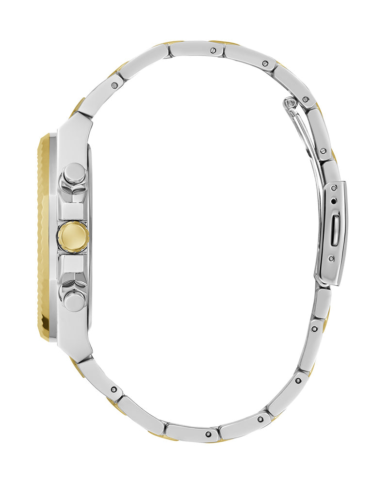 Guess Equity Analog Blue Dial Two Tone Steel Strap Watch For Men - GW0703G3