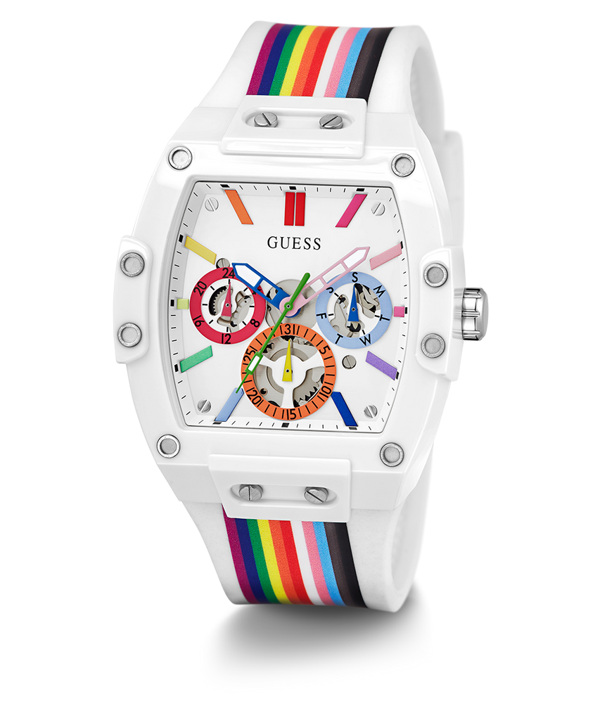 Guess Phoenix Analog White Dial White Silicone Strap Watch for Men - GW0720G1