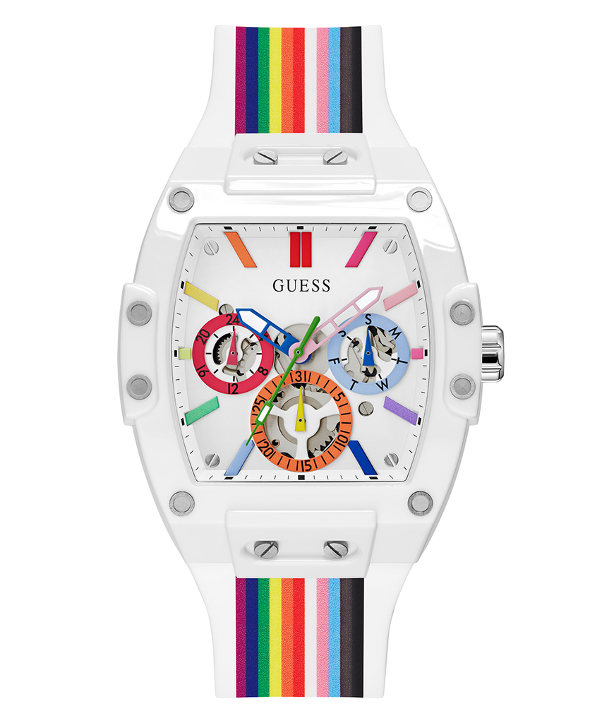 Guess Phoenix Analog White Dial White Silicone Strap Watch for Men - GW0720G1