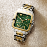 Guess Dress Chronograph Multifunction Green Dial Two Tone Steel Strap Watch For Men - GW0631G1