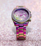 Guess Allara Quartz Purple Dial Purple Steel Strap Watch For Women - GW0604L4