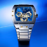Guess Phoenix Multifunction Blue Dial Silver Steel Strap Watch For Men - GW0456G5