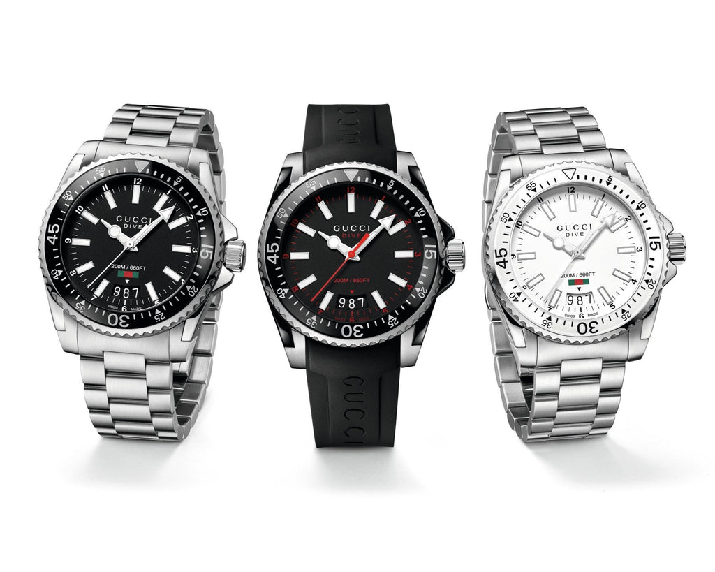 Gucci Dive Quartz Black Dial Black Rubber Strap Watch For Men - YA136303