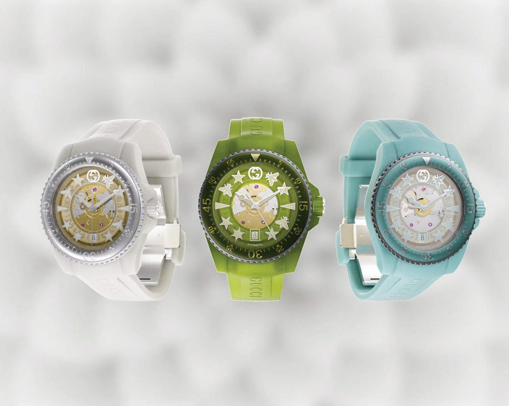 Gucci Dive Automatic White Dial White Rubber Strap Unisex Watch - YA136342