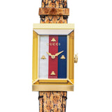 Gucci G-Frame Mother of Pearl Dial Brown Leather Snakeskin Strap Watch For Women - YA147402
