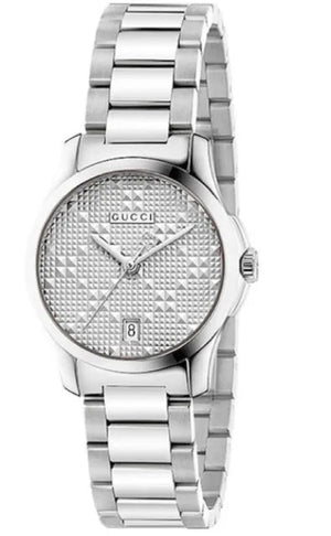 Gucci G Timeless Quartz Silver Dial Silver Steel Strap Watch For Women - YA126551