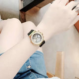 Guess Fusion Chronograph Black Dial Black Leather Strap Watch For Women - GW0553L4