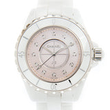 Chanel J12 Quartz Diamonds Pink Dial White Steel Strap Watch for Women - J12 H5513