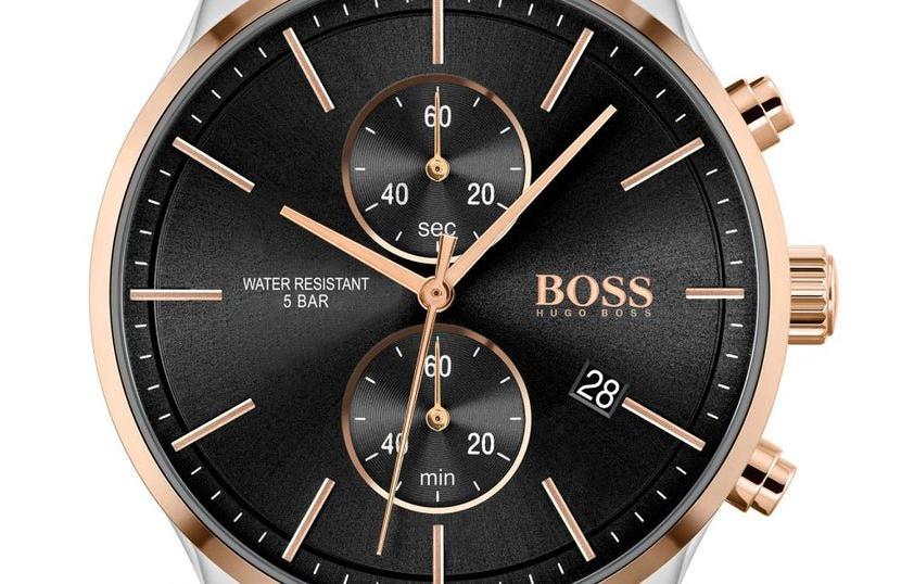 Hugo Boss Associate Chronograph Black Dial Two Tone Steel Strap Watch for Men - 1513840