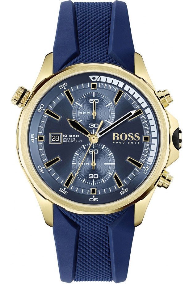 Hugo Boss Globetrotter Blue Dial Blue Silicone Strap Watch for Men - 1513822