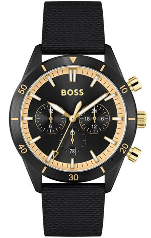 Hugo Boss Santiago Black Dial Black Nylon Strap Watch for Men - 1513935