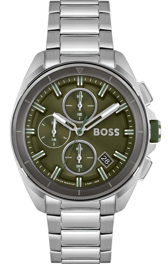 Hugo Boss Volane Grey Dial Silver Steel Strap Watch for Men - 1513951