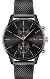 Hugo Boss Associate Black Dial Black Mesh Bracelet Watch for Men - 1513769