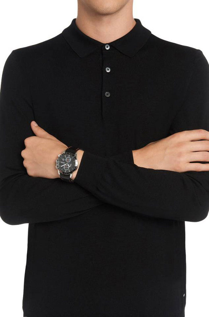 Hugo Boss Rafale Chronograph Black Dial Black Leather Strap Watch For Men - 1513390