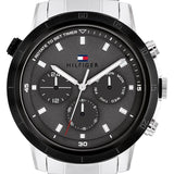 Tommy Hilfiger Troy Chronograph Grey Dial Silver Steel Strap Watch For Men - 1792106