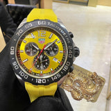 Tag Heuer Formula 1 Chronograph 41mm Yellow Dial Yellow Rubber Strap Watch for Men - CAZ101AM.FT8054