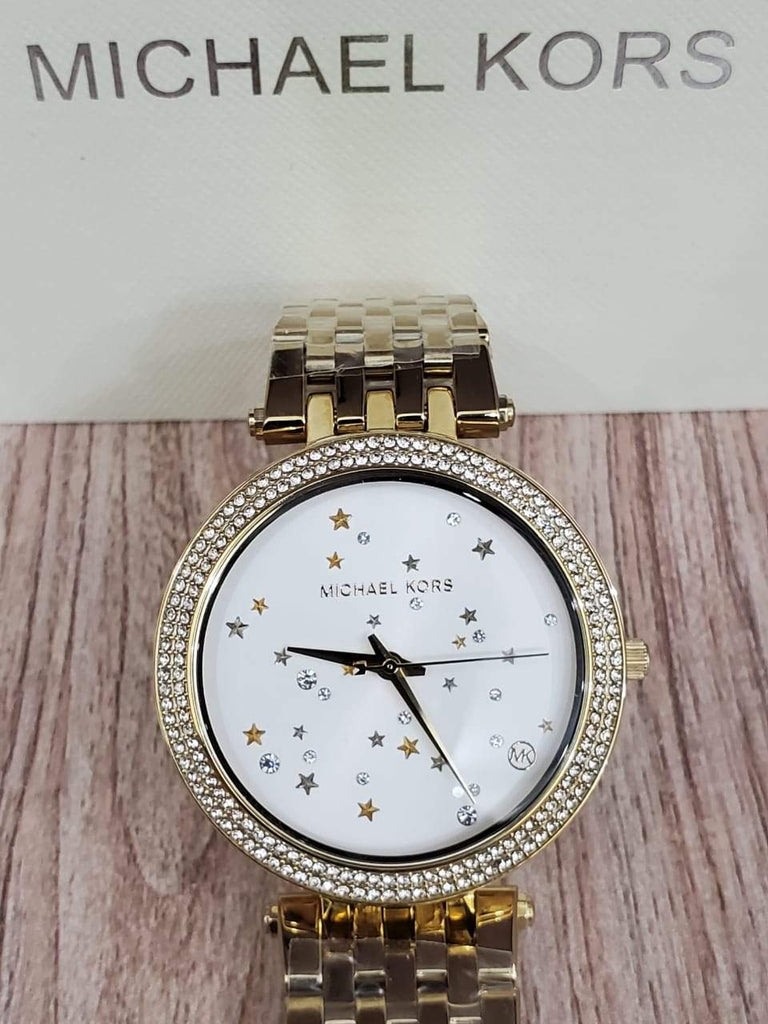 Michael Kors Darci White Dial Gold Steel Strap Watch for Women - MK3727