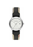 Burberry The City White Dial Black Haymarket Leather Strap Watch for Women - BU9150