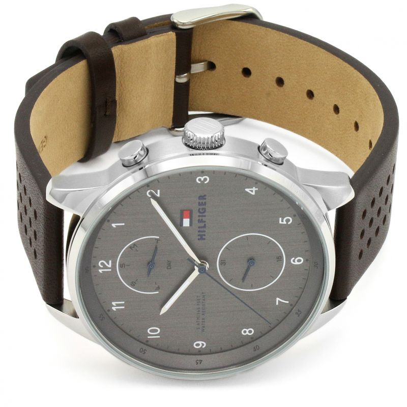 Tommy Hilfiger Chase Quartz Brown Dial Brown Leather Strap Watch for Men - 1791579
