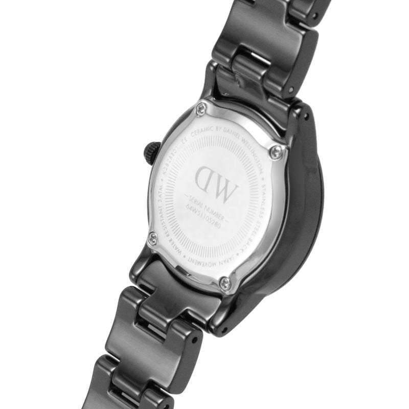 Daniel Wellington Iconic Link Ceramic Black Dial Black Steel Strap Watch For Women - DW00100415