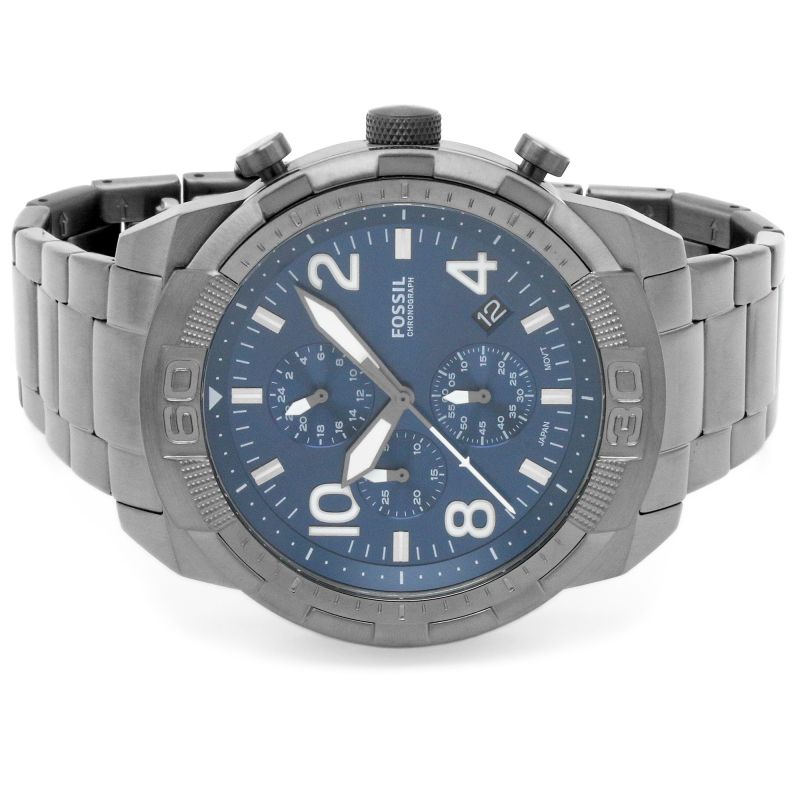 Fossil Bronson Chronograph Blue Dial Grey Steel Strap Watch for Men - FS5711