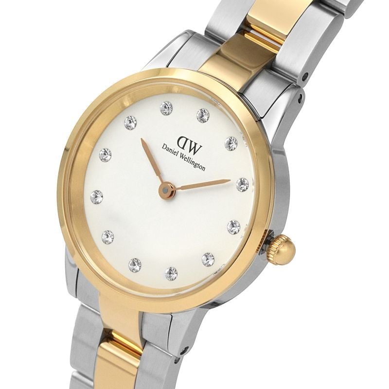 Daniel Wellington Iconic Link White Dial Two Tone Steel Strap Watch For Women - DW00100359