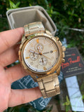 Fossil Dean Chronograph Champagne Dial Gold Steel Strap Watch for Men - FS4867