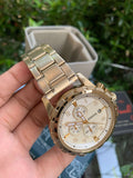 Fossil Dean Chronograph Champagne Dial Gold Steel Strap Watch for Men - FS4867