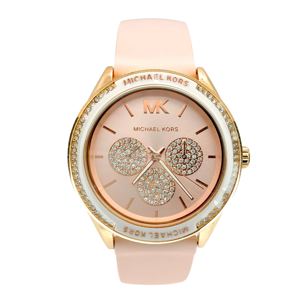 Michael Kors Quartz Pink Dial Pink Silicone Strap Watch For Women - MK6946