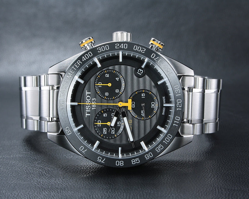 Tissot PRS 516 Chronograph Black Dial Silver Steel Strap Watch For Men - T100.417.11.051.00