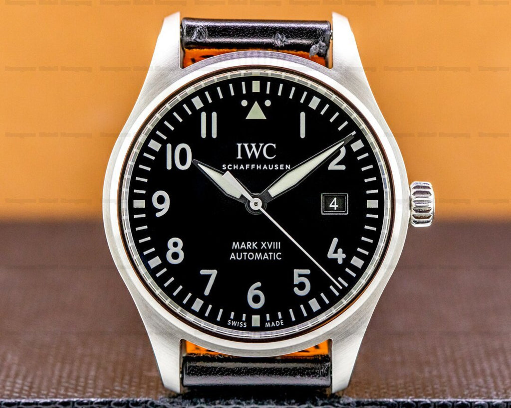 IWC Pilot's Mark XVIII 40mm Black Dial Black Leather Strap Watch for Men - IW327001