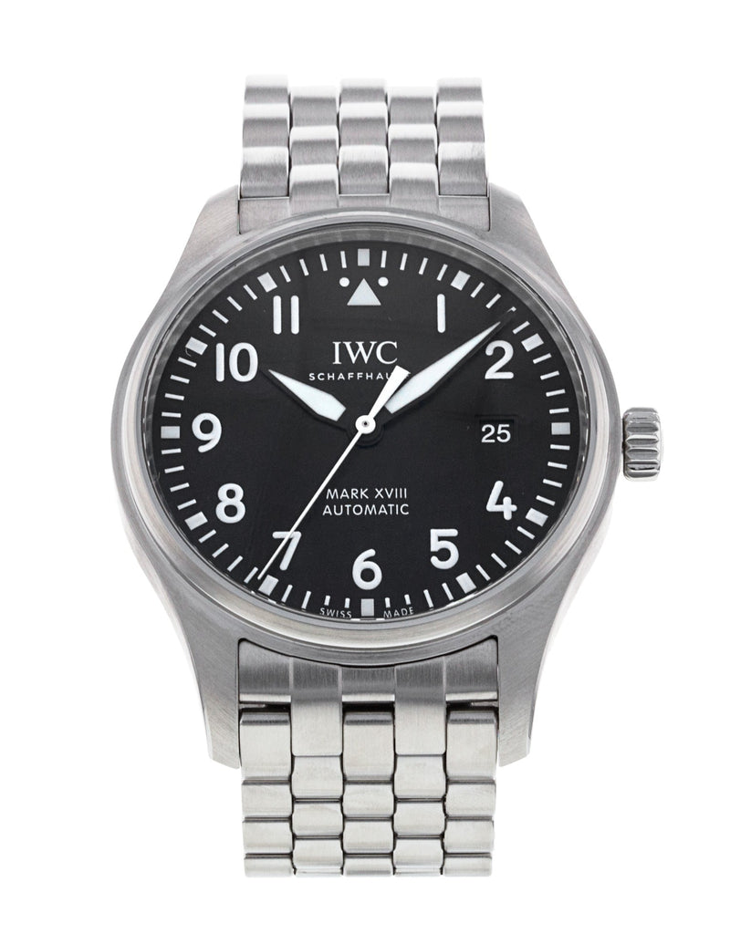 IWC Pilot’s Watch Mark XVIII Black Dial Silver Steel Strap Watch for Men - IW327015