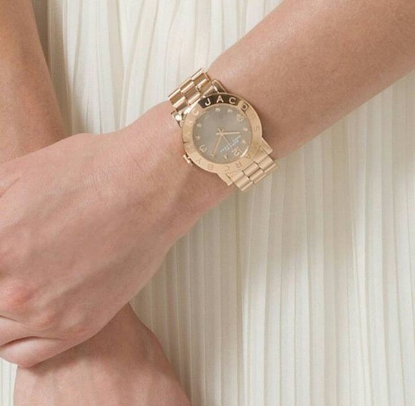 Marc Jacobs Amy Glitz Brown Dial Rose Gold Steel Strap Watch for Women - MBM3221