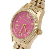 Michael Kors Lexington Quartz Pink Dial Gold Steel Strap Watch For Women - MK3270