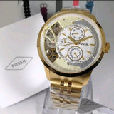 Fossil Townsman Chronograph Skeleton Gold Dial Gold Steel Strap Watch for Men -  ME1137