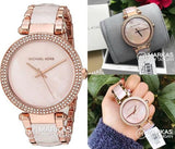 Michael Kors Parker Mother of Pearl Pink Dial Two Tone Steel Strap Watch for Women - MK6402